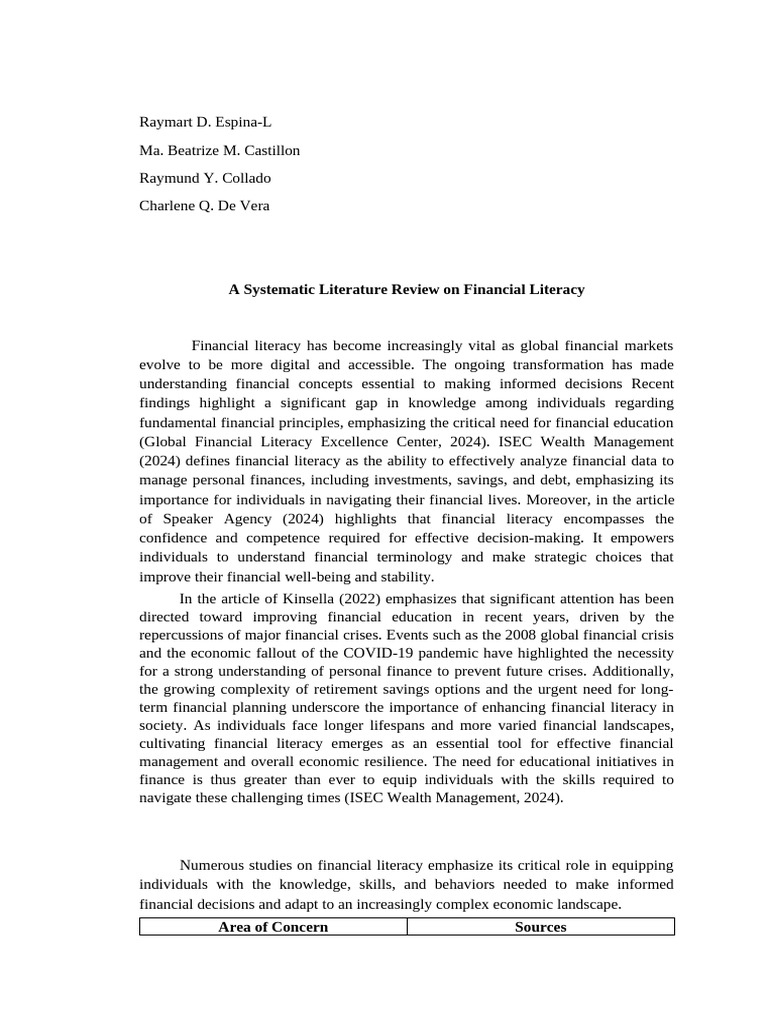 A Systematic Literature Review On Financial Literacy | PDF | Financial ...