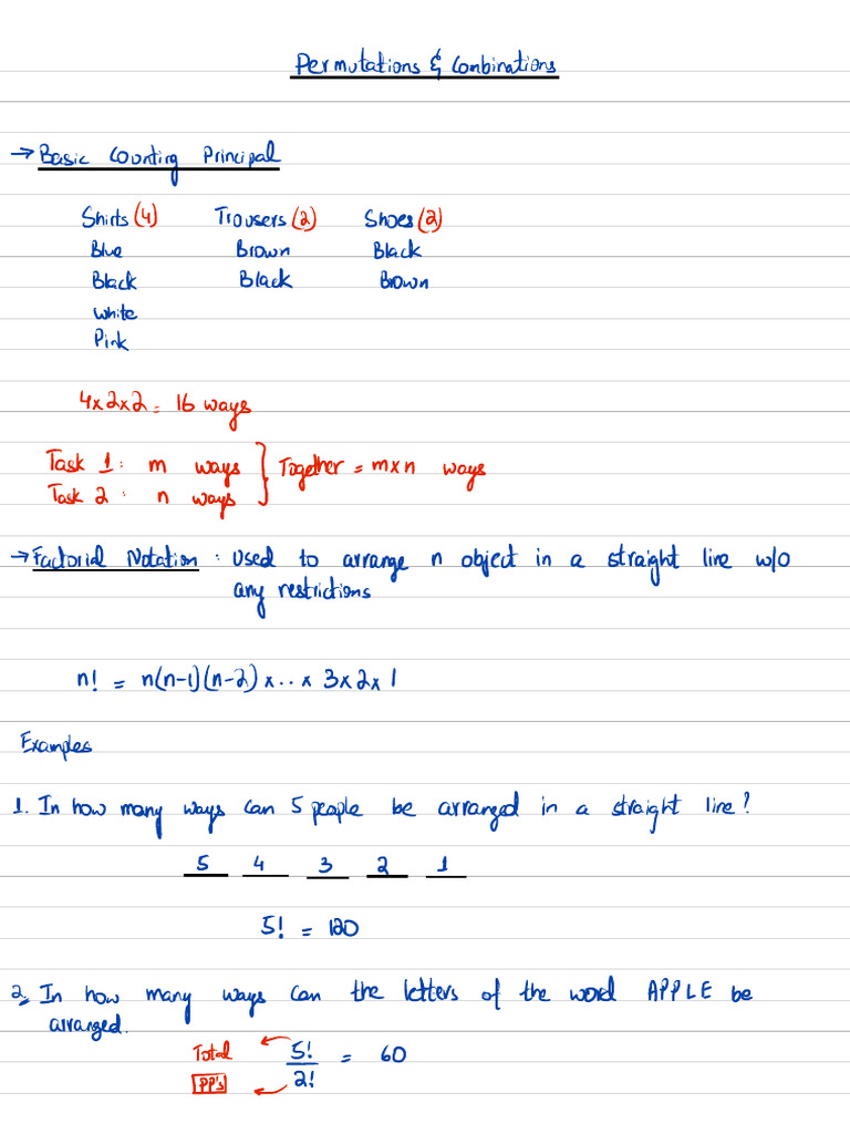 Permutations and Combinations Notes | PDF