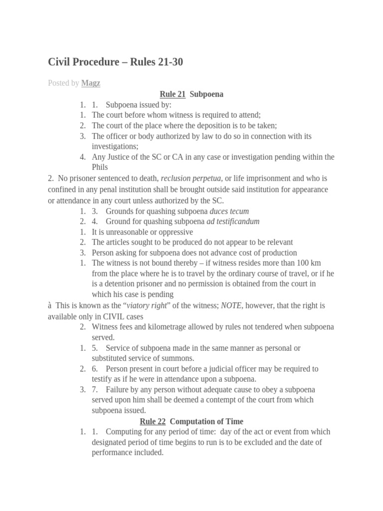 Civil Procedure Rules Overview | PDF