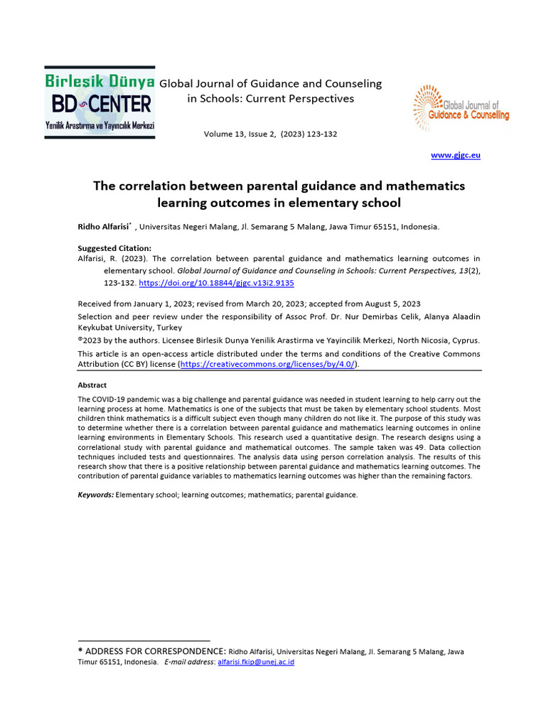 The Correlation Between Parental Guidance and Math | PDF | Normal ...