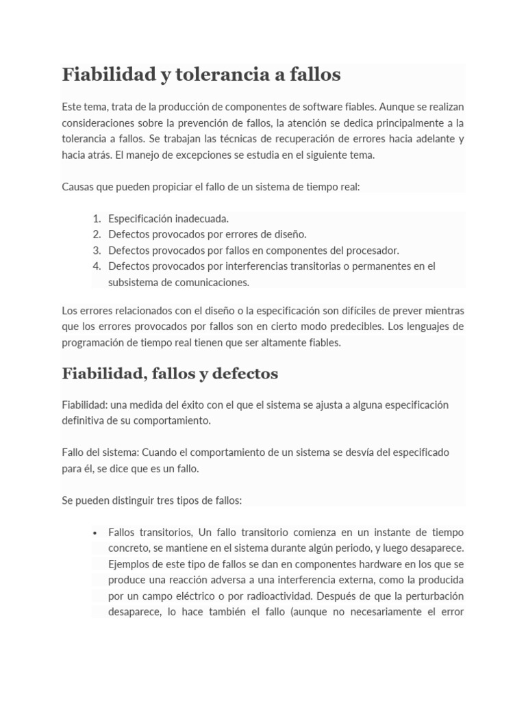 Tolerancia a Fallos en Sistemas de Software | PDF | Software ...