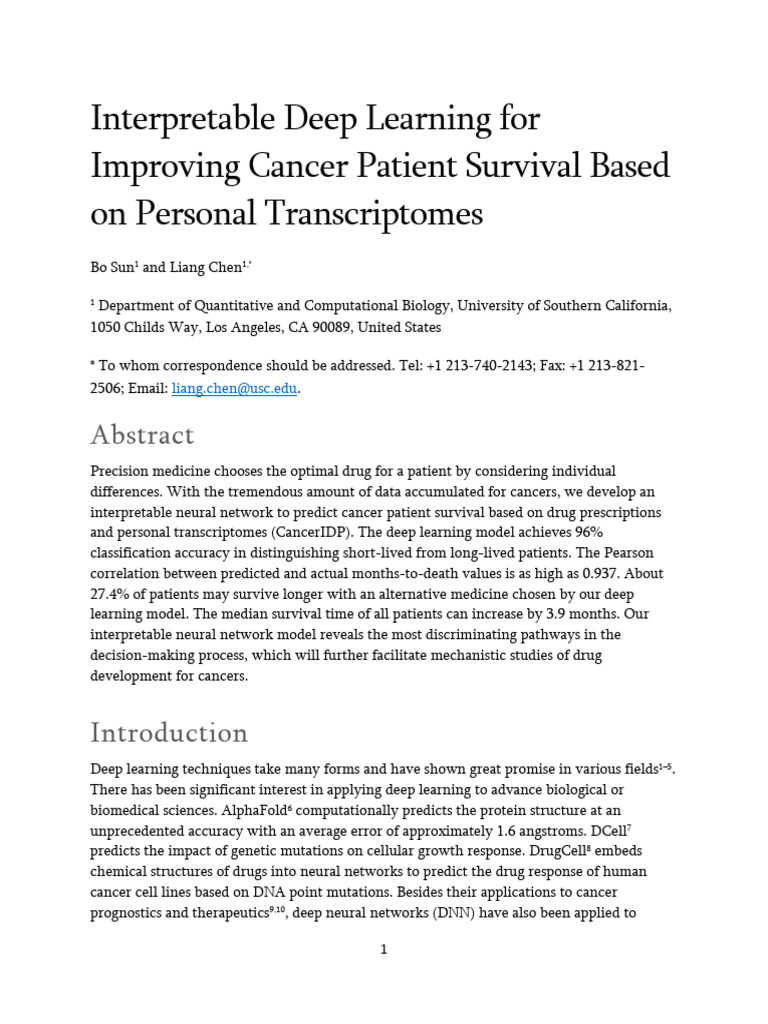 2022 10 19 22281279v1 Full | PDF | Personalized Medicine | Cancer