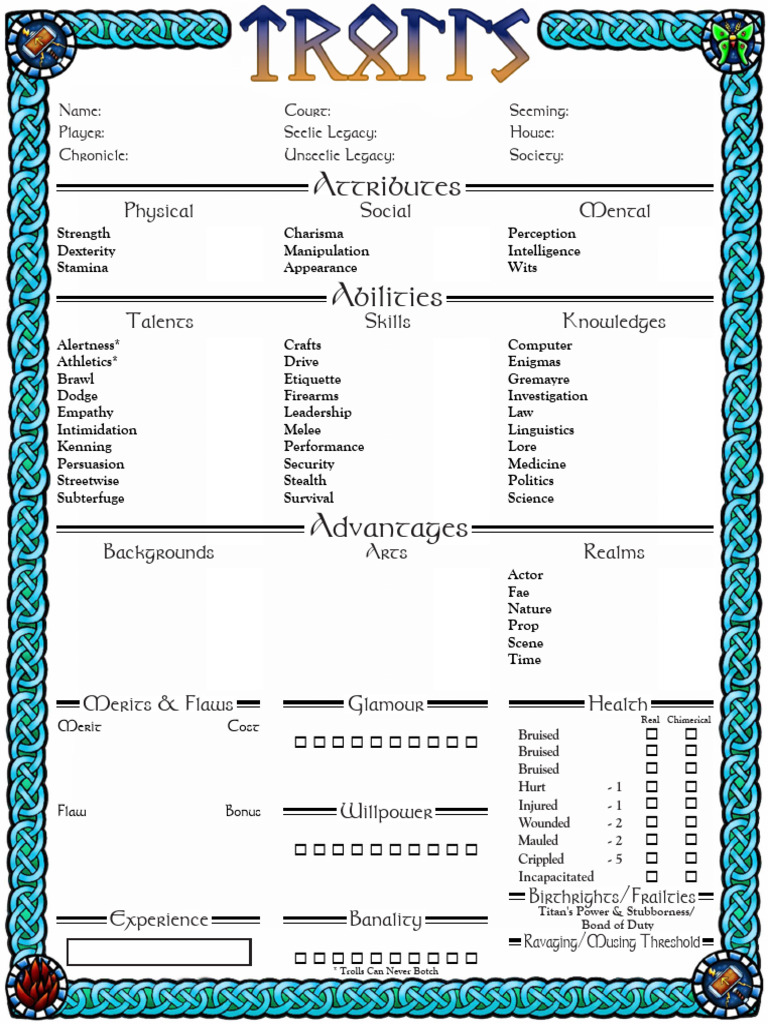Player Character Sheet for RPG | PDF