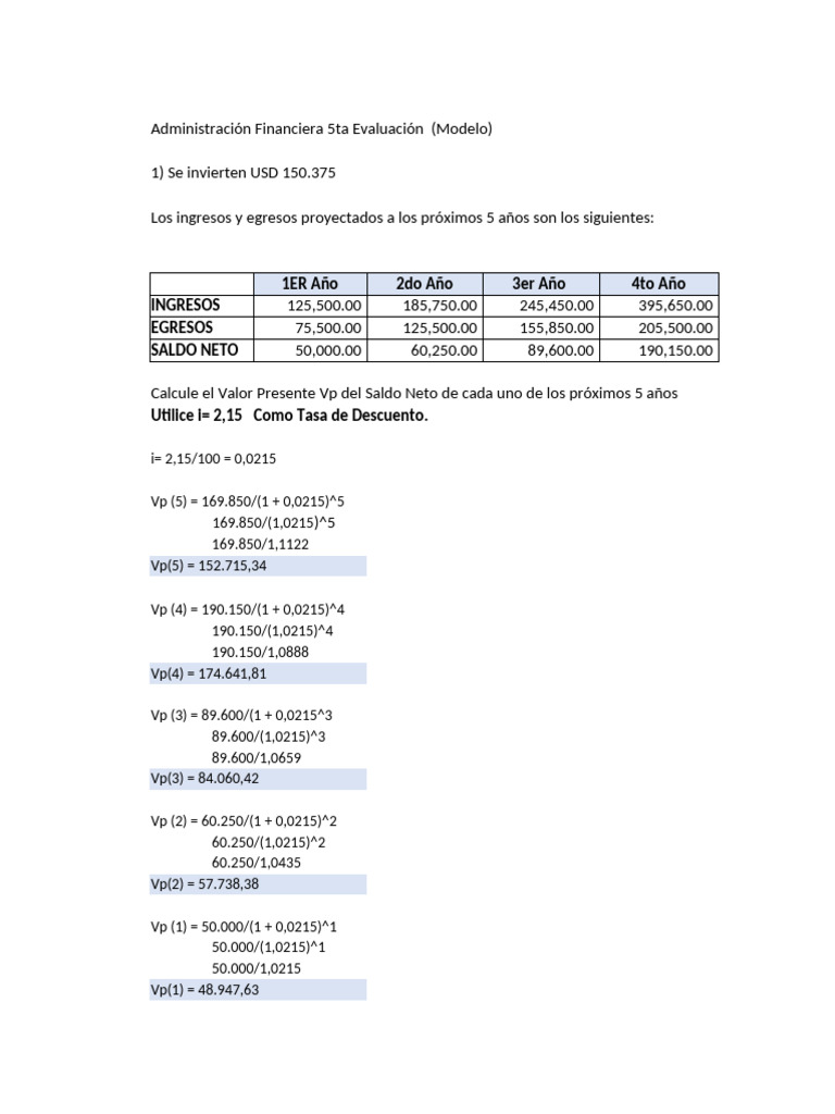 Valor Presente Neto | PDF | Contabilidad financiera | Valoración (Finanzas)