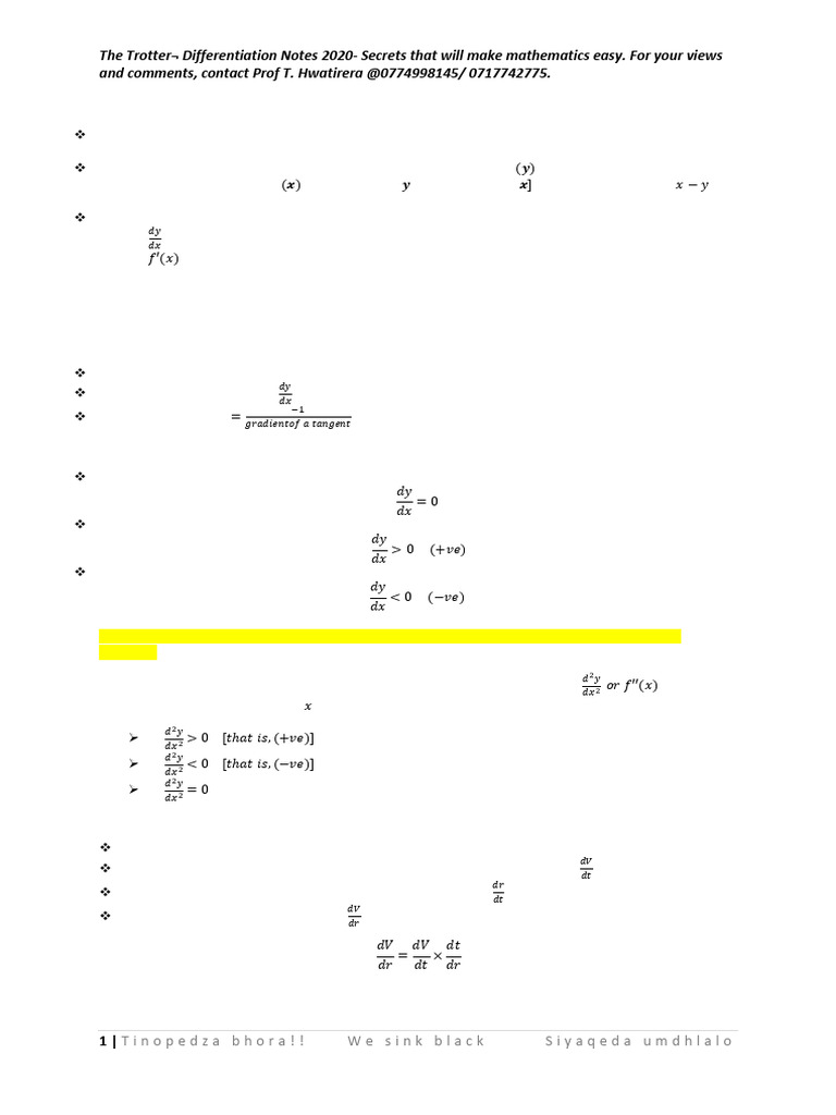 The Trotter Differentiation Notes | PDF | Derivative | Gradient