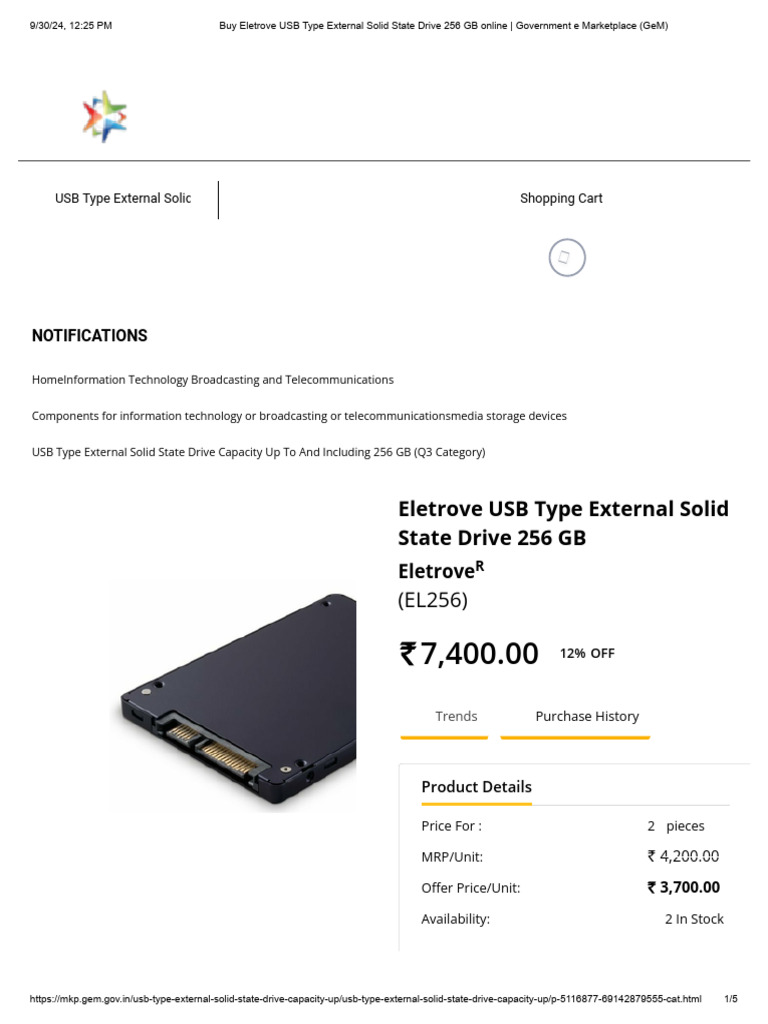 Buy Eletrove USB Type External Solid State Drive 256 GB Online ...