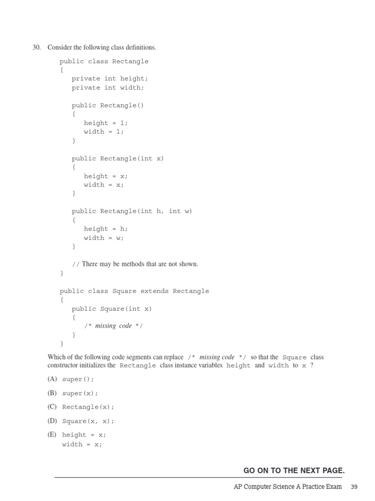 AP Computer Science Exam Practice 9 | PDF | Integer (Computer Science ...