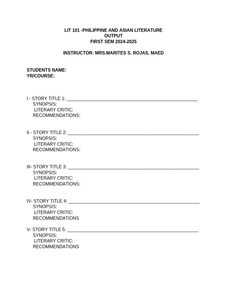 Philippine and Asian Literature Guide | PDF