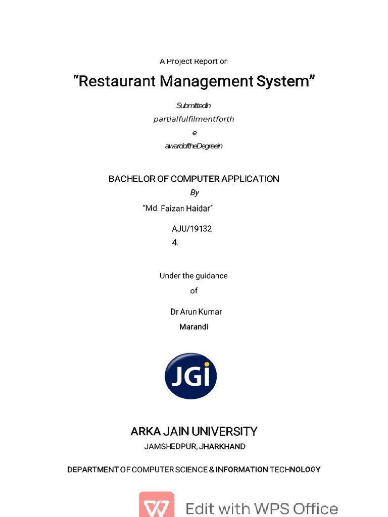 Online Restaurant Management System | PDF | Relational Database ...