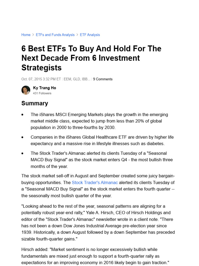 6 Best ETFs To Buy and Hold For The Next Decade From 6 Investment ...