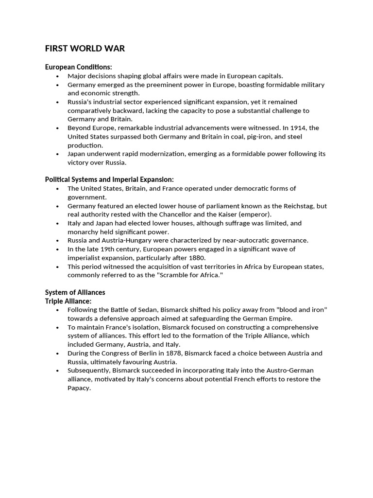 Causes and Alliances of World War I | PDF | Austria Hungary | German Empire