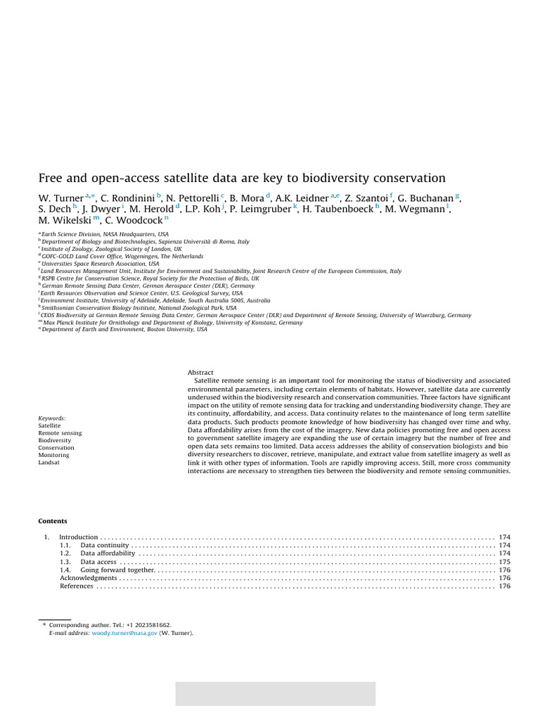 Free Satellite Data for Biodiversity Conservation | PDF | Remote ...
