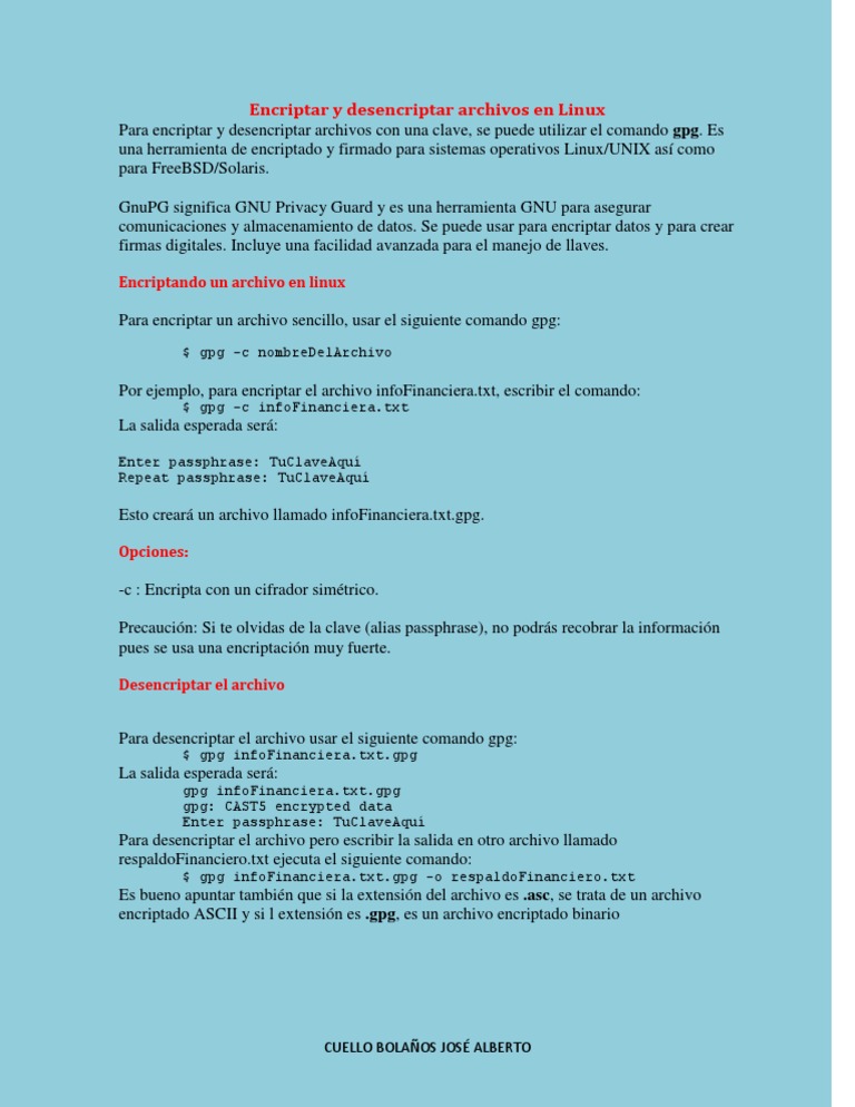 Encriptar y Desencriptar Archivos en Linux | PDF