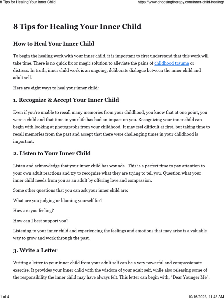 Heal Your Inner Child: 8 Essential Tips | PDF | Psychological Trauma ...