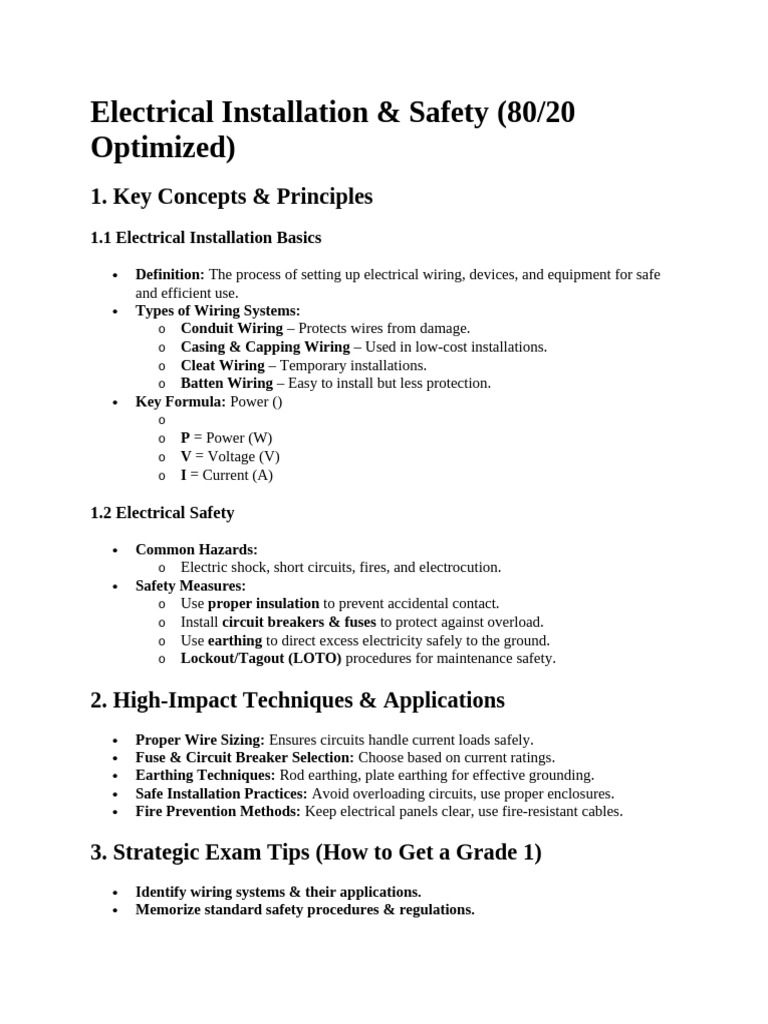 Electrical Installation & Safety Guide | PDF | Electrical Wiring | Fuse ...