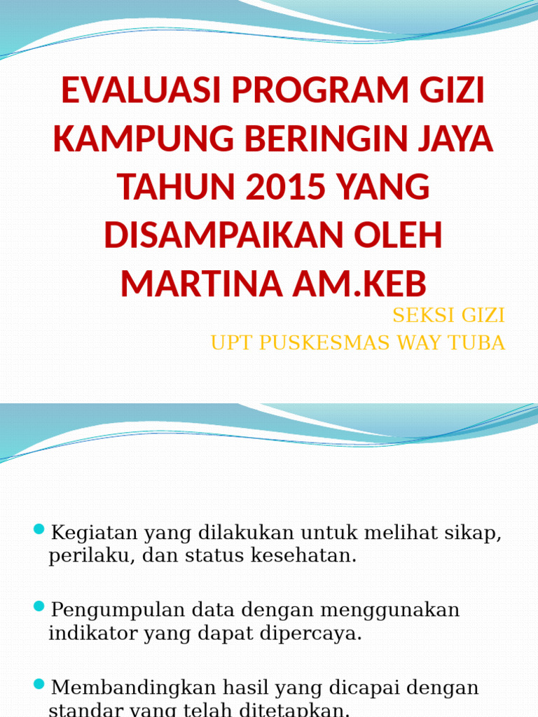 Evaluasi Program Gizi 2015 Kampung Beringin Jaya | PDF