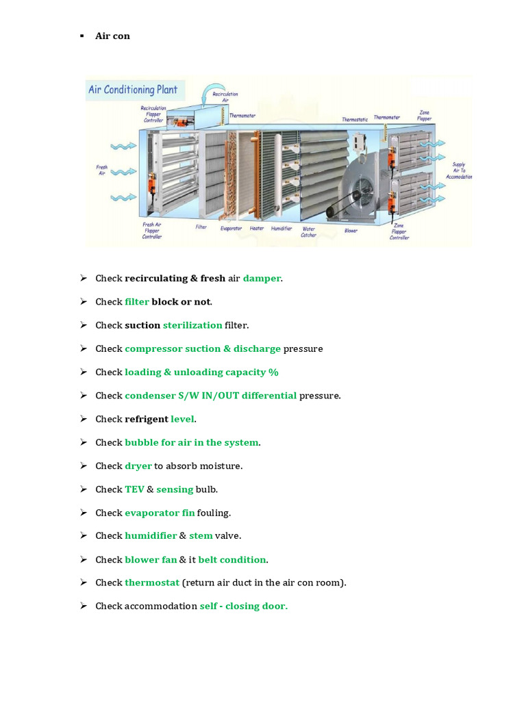 Air Conditioning Maintenance Checklist | PDF