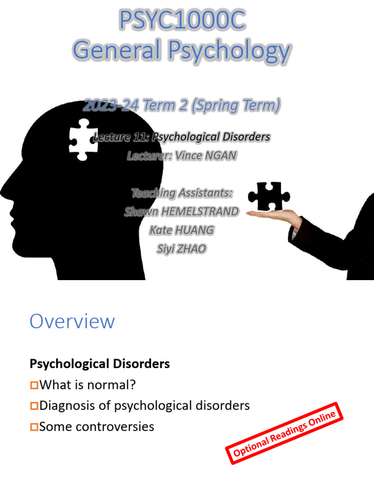 Understanding Psychological Disorders | PDF | Mental Disorder | Major ...