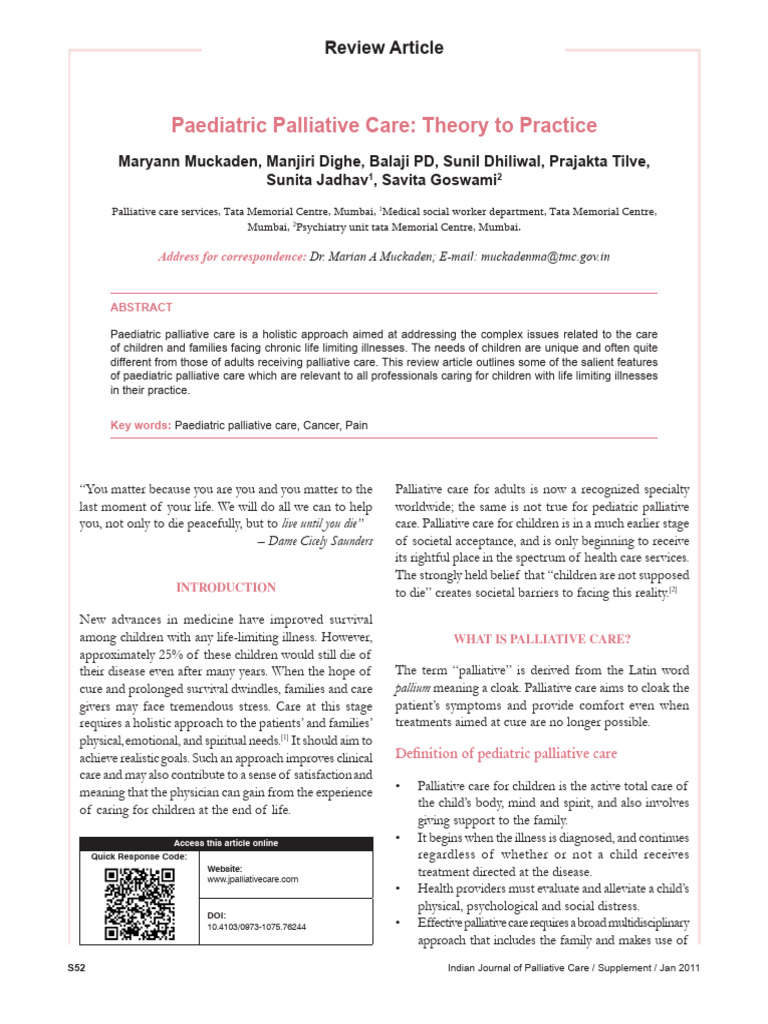 Pediatric Palliative Care - Theory To Practice | PDF | Analgesic ...