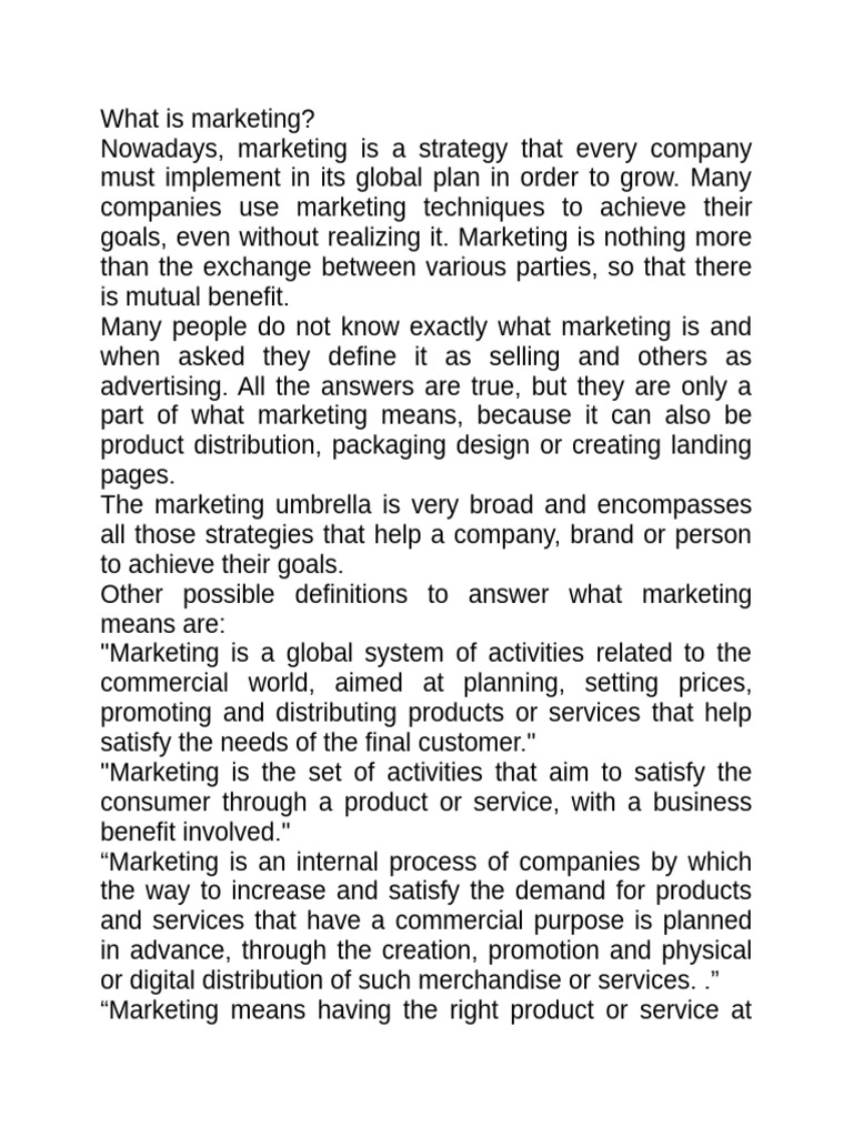 Marketing Pdf Marketing Product Business