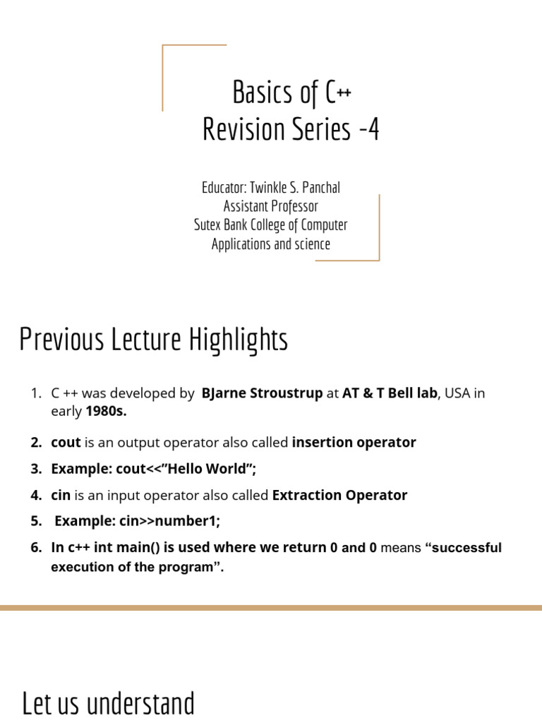 03.revision Series-4 Basics of C++ | PDF | C++ | Object Oriented ...