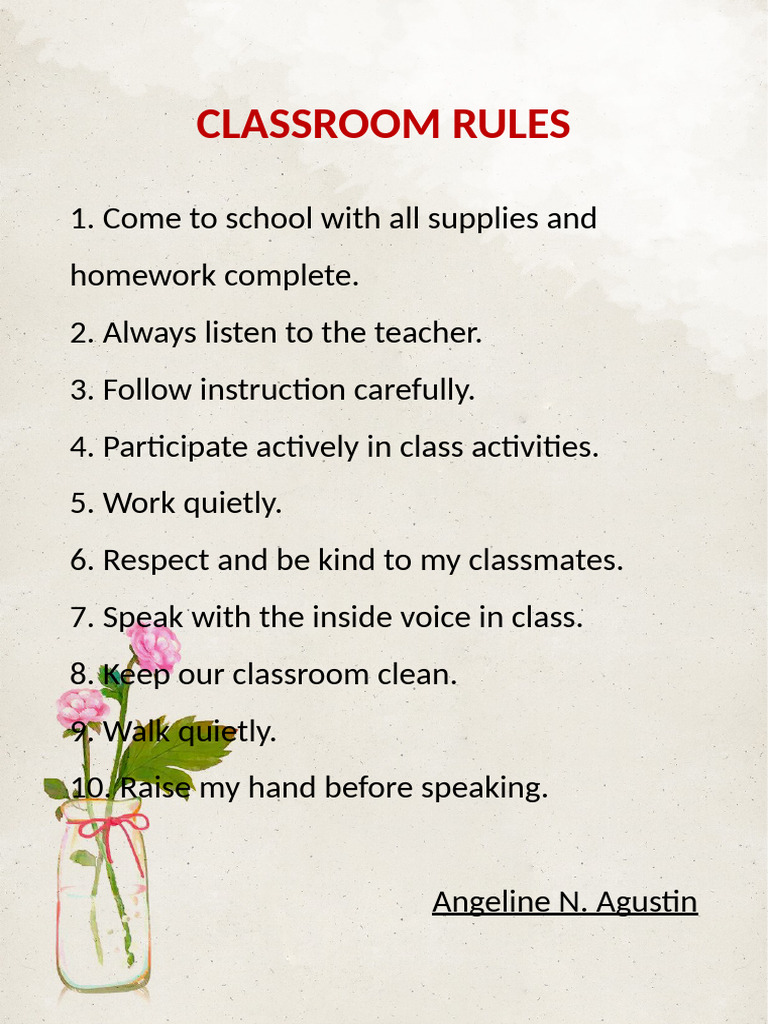 CLASSROOM RULES | PDF