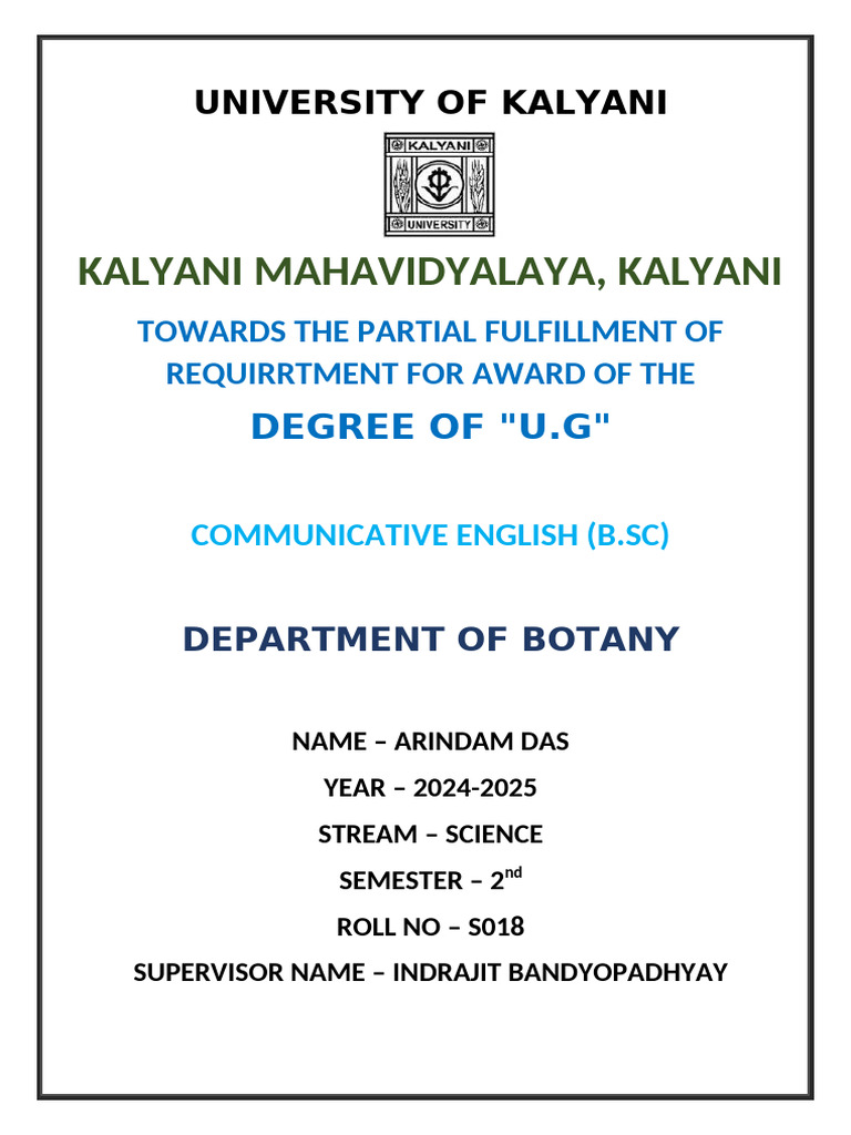 UNIVERSITY OF KALYANI | PDF