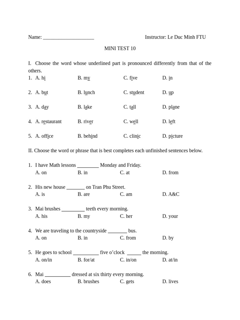 MINI TEST 10 | PDF
