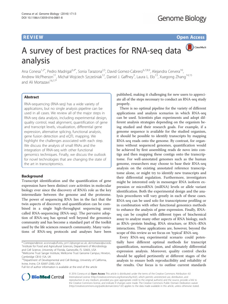 Survey RNA-Seq Data Analysis (2016) | PDF | Transcriptome | Gene Expression