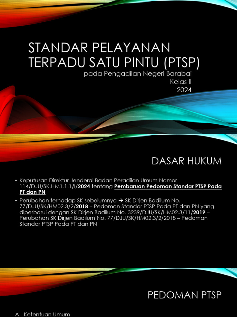 Standar Layanan PTSP Pengadilan Barabai | PDF