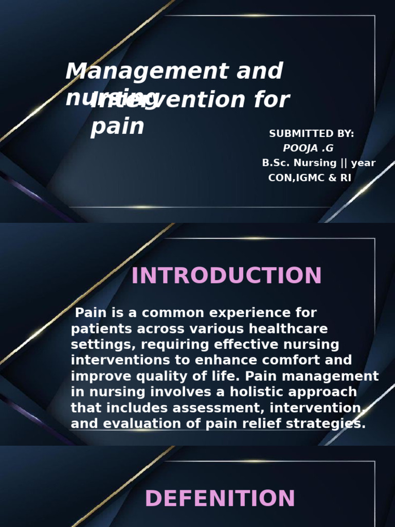 Comprehensive Pain Management in Nursing | PDF | Pain | Analgesic