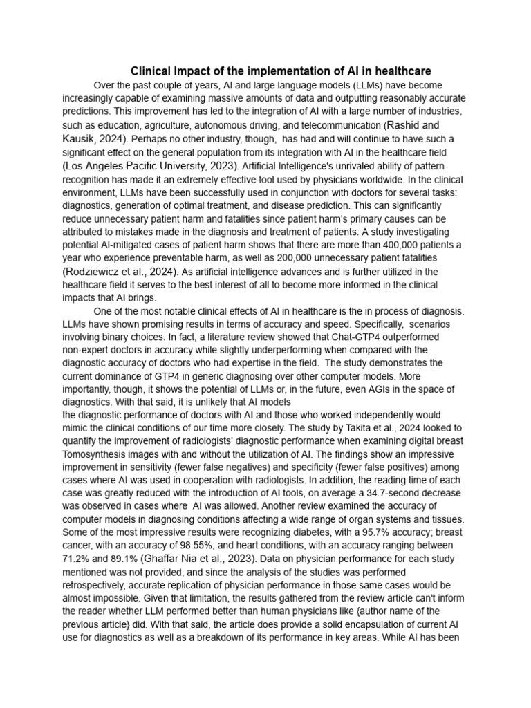 Clinical Impact of The Implementation of AI in Healthcare | PDF ...