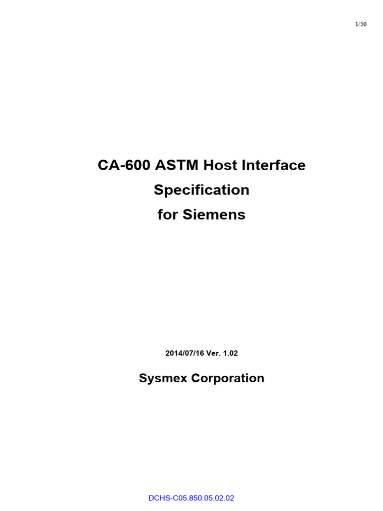 CA-600 ASTM Host Interface Specs | PDF | Telecommunications | Data ...