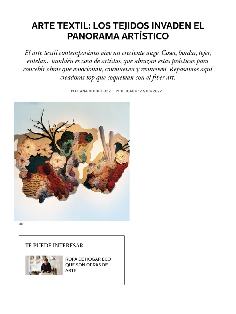 Arte Textil - Lo Último en El Panorama Artístico | PDF | Artes Textiles ...