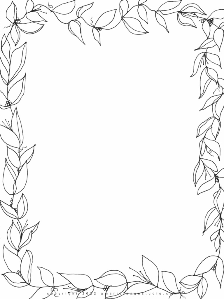 Free Printable Stationery Border Leaves Unlined | PDF