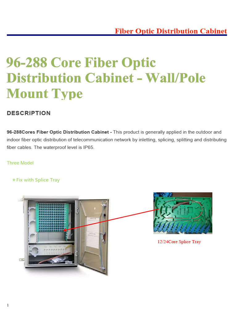 Fiber Optic Distribution Cabinet Specs | PDF