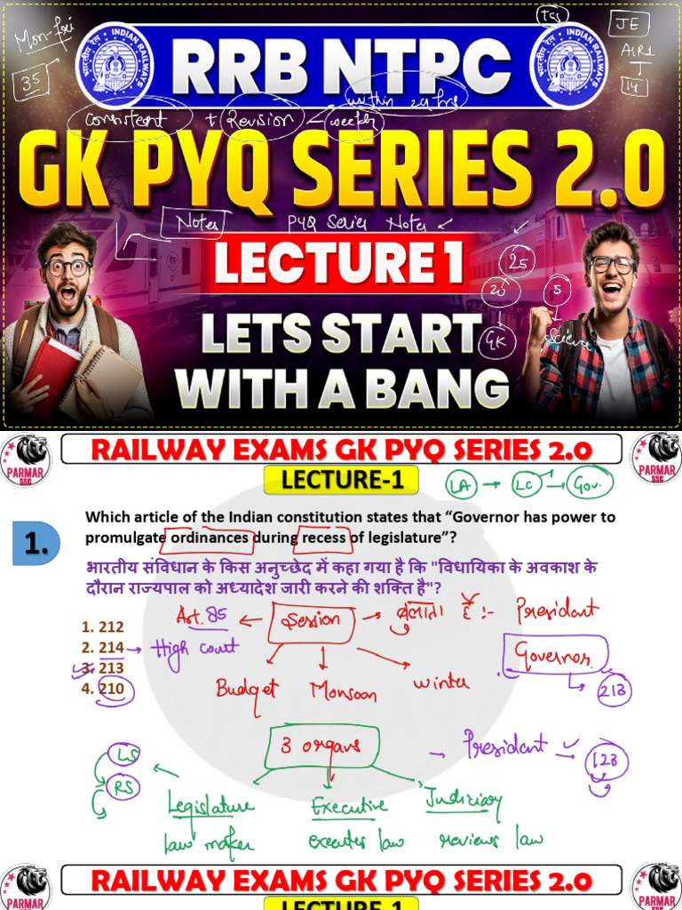 Railway Exams GK PYQ Lecture 1 | PDF
