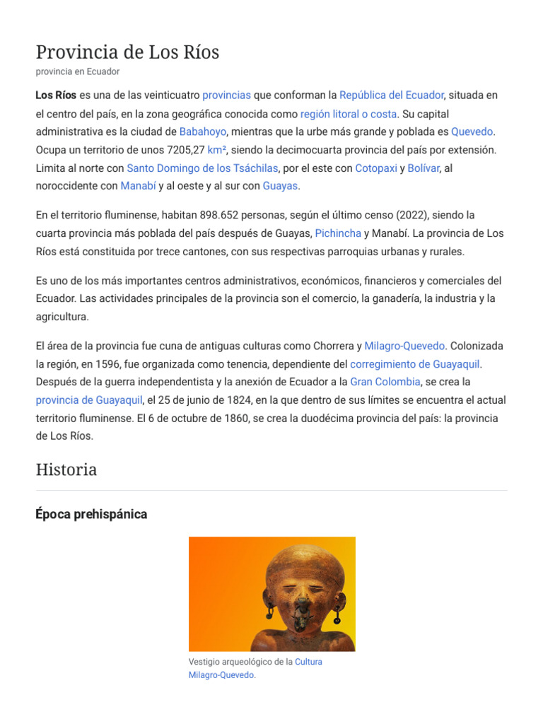 Provincia de Los Ríos - Wikipedia, La Enciclopedia Libre | PDF