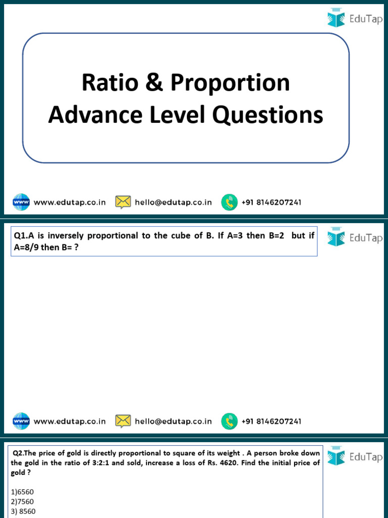 Advanced Ratio and Proportion Problems | PDF | Ratio | Mathematics