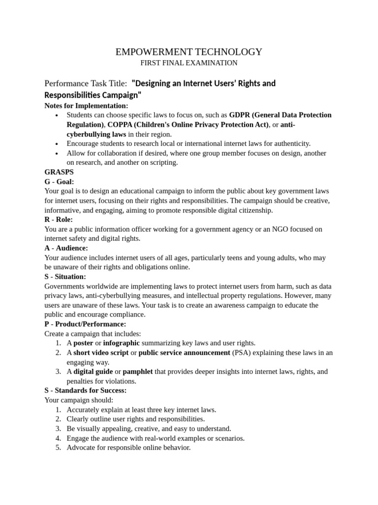 Internet Users' Rights Campaign Design | PDF