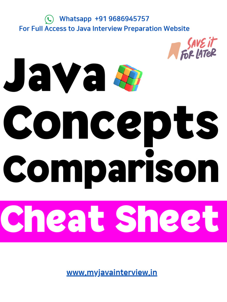 Java Concepts Comparison - Cheat Sheet | PDF | Method (Computer ...