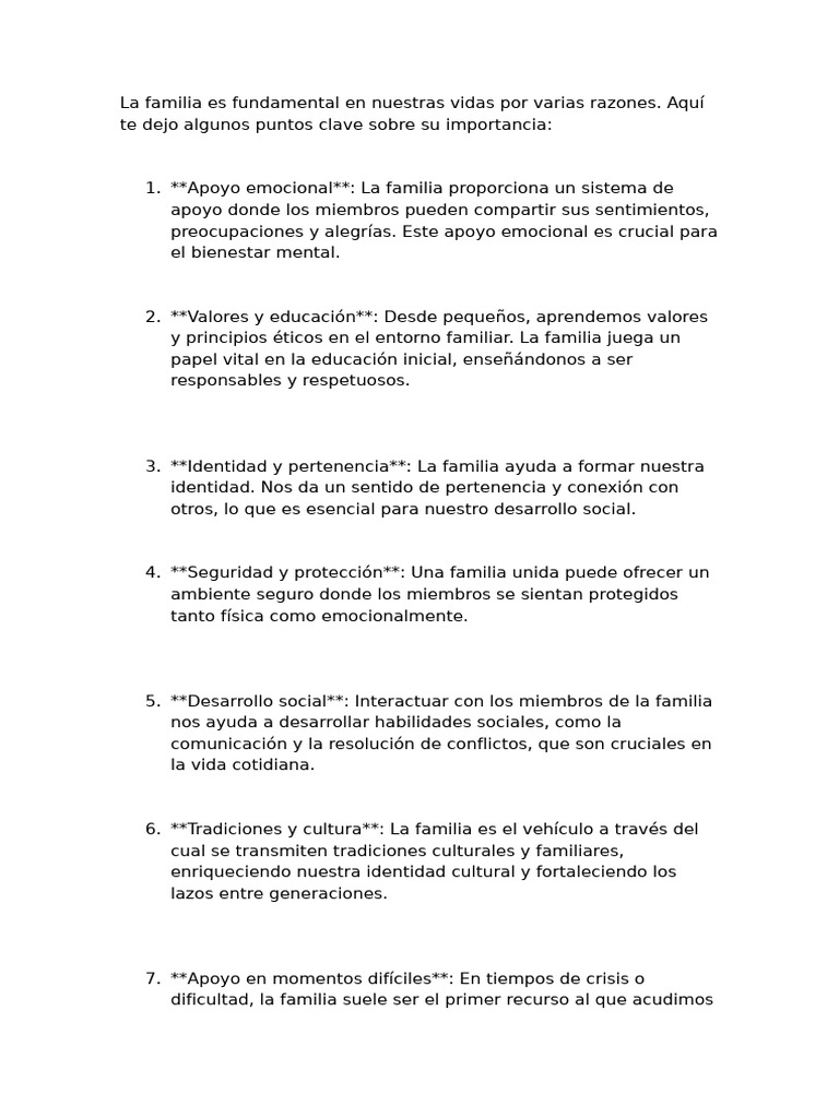 Importancia de la Familia en la Vida | PDF