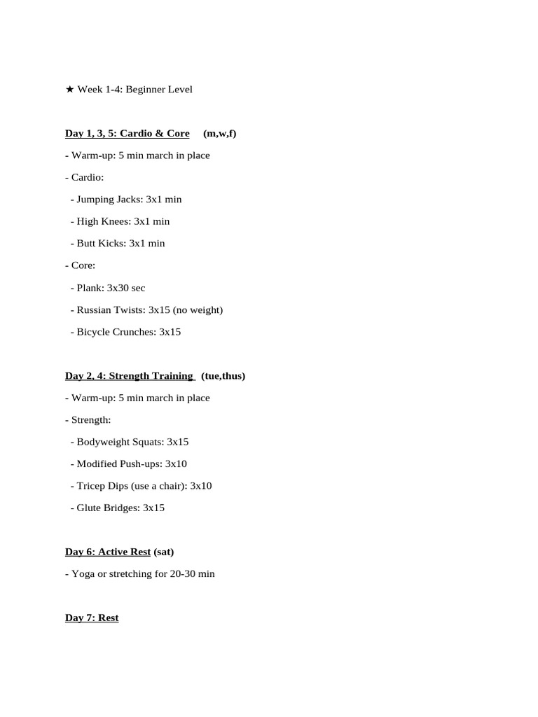 Beginner Strength Training Plan | PDF