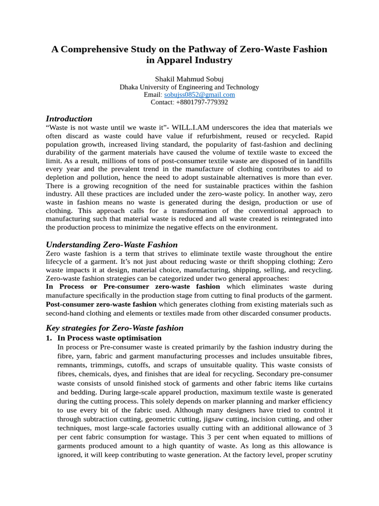 Zero-Waste Fashion in Apparel Industry | PDF | Clothing | Textiles