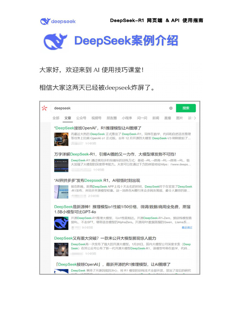 DeepSeek R1使用指南（简版） | PDF