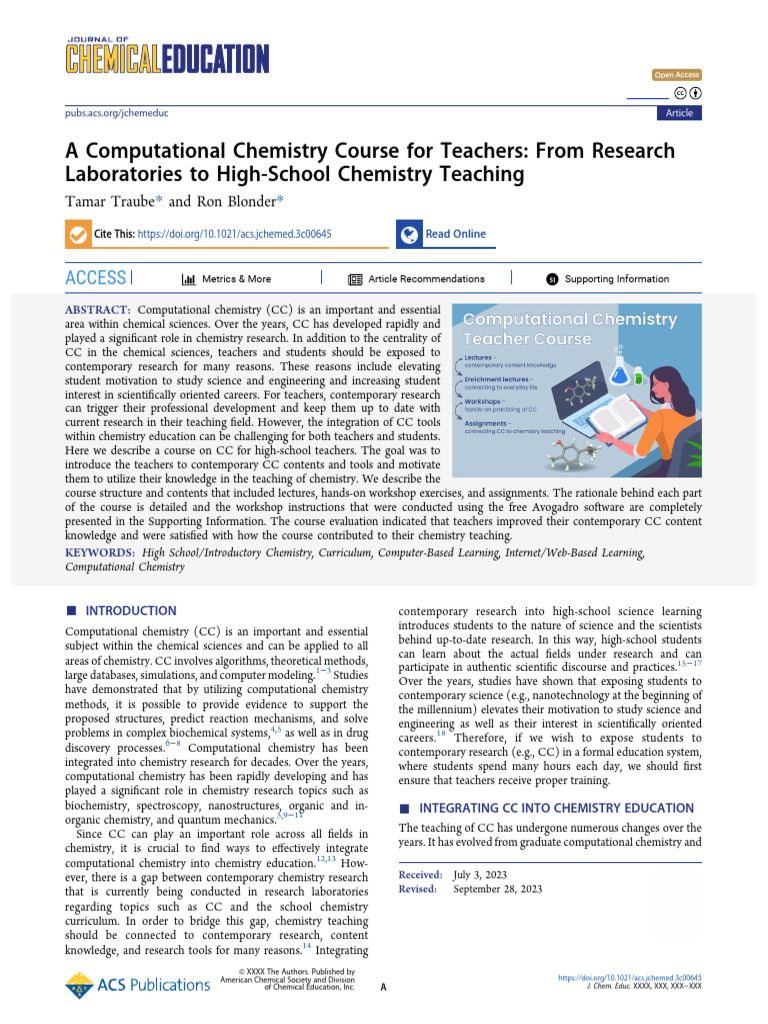 Integrating Computational Chemistry in Education | PDF | Molecules ...