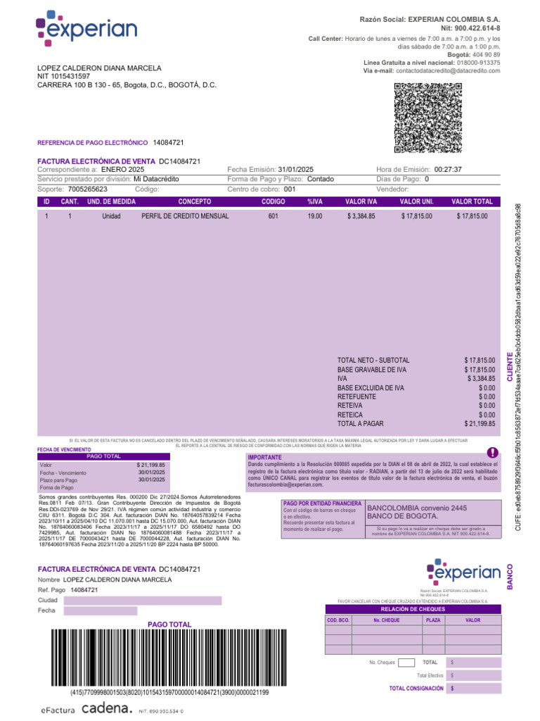 Factura Electrónica Enero 2025 | PDF | Bancos | Factura