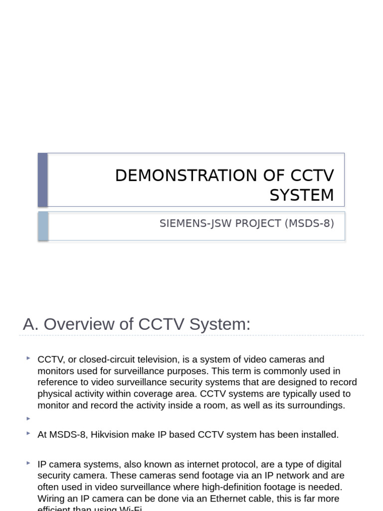 CCTV System Overview for MSDS-8 Project | PDF | Closed Circuit ...