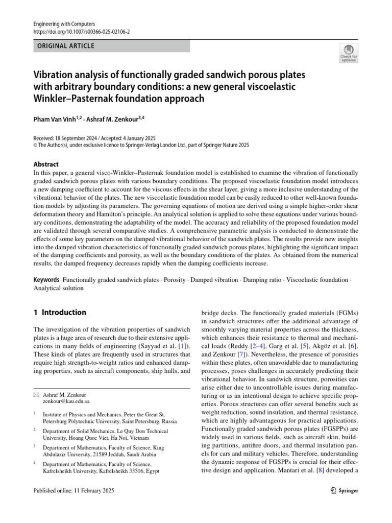 Vibration Analysis of FG Sandwich Plates | PDF | Viscoelasticity ...