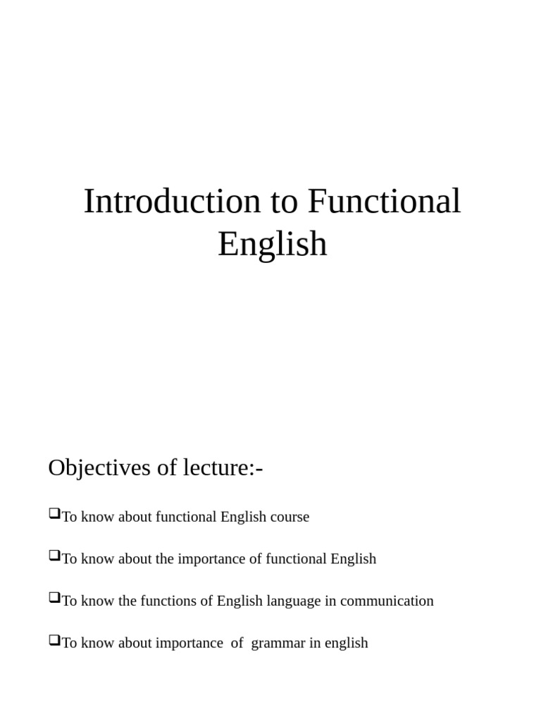 Introduction to functional english pdf english language communication